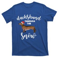 Dachshund Through The Snow Tee Dog Christmas Santa Hat Gift T-Shirt