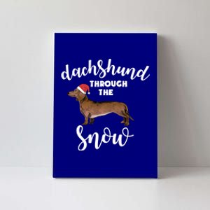 Dachshund Through The Snow Tee Dog Christmas Santa Hat Gift Canvas