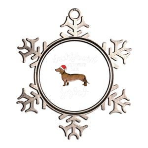 Dachshund Through The Snow Tee Dog Christmas Santa Hat Gift Metallic Star Ornament