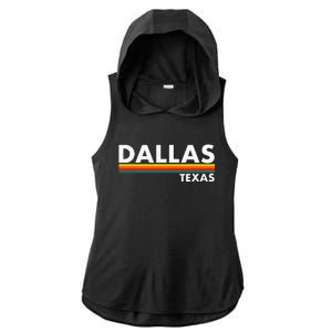 Dallas Texas Tx Retro Stripes Ladies PosiCharge Tri-Blend Wicking Draft Hoodie Tank