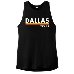 Dallas Texas Tx Retro Stripes Ladies PosiCharge Tri-Blend Wicking Tank