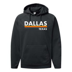 Dallas Texas Tx Retro Stripes Performance Fleece Hoodie