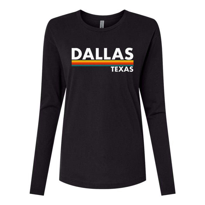 Dallas Texas Tx Retro Stripes Womens Cotton Relaxed Long Sleeve T-Shirt