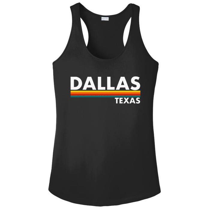 Dallas Texas Tx Retro Stripes Ladies PosiCharge Competitor Racerback Tank