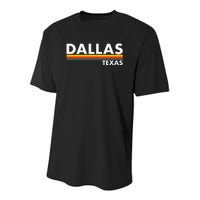 Dallas Texas Tx Retro Stripes Youth Performance Sprint T-Shirt