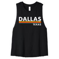 Dallas Texas Tx Retro Stripes Women's Racerback Cropped Tank