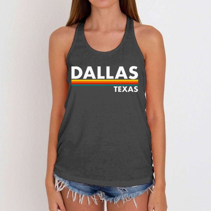 Dallas Texas Tx Retro Stripes Women's Knotted Racerback Tank