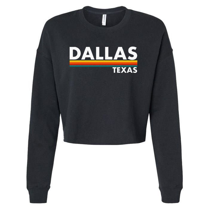 Dallas Texas Tx Retro Stripes Cropped Pullover Crew