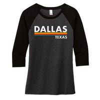 Dallas Texas Tx Retro Stripes Women's Tri-Blend 3/4-Sleeve Raglan Shirt