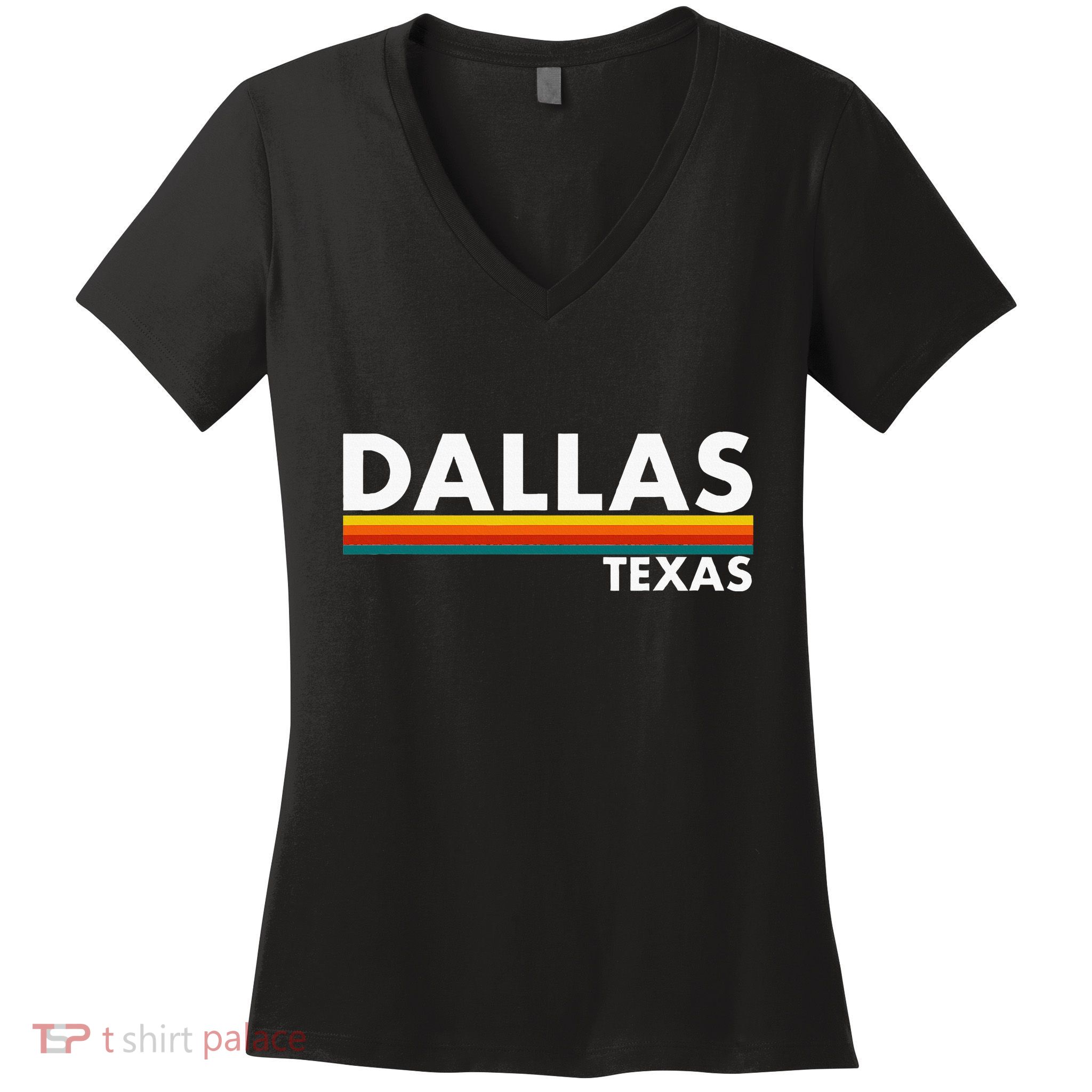 Dallas Texas Tx Retro Stripes Women's V-Neck T-Shirt