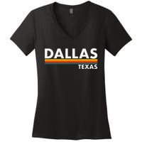 Dallas Texas Tx Retro Stripes Women's V-Neck T-Shirt