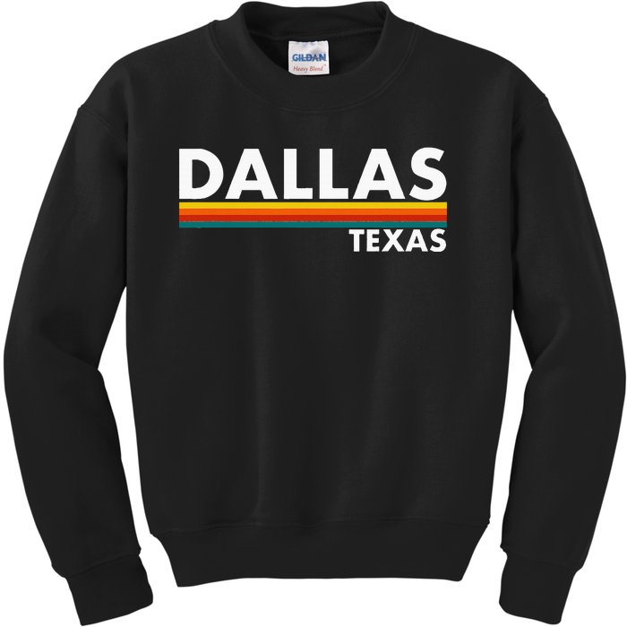 Dallas Texas Tx Retro Stripes Kids Sweatshirt