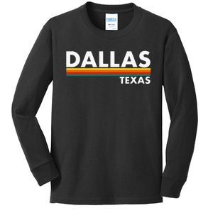 Dallas Texas Tx Retro Stripes Kids Long Sleeve Shirt