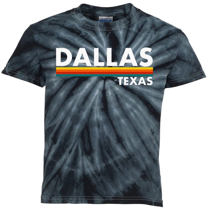 Dallas Texas Tx Retro Stripes Kids Tie-Dye T-Shirt