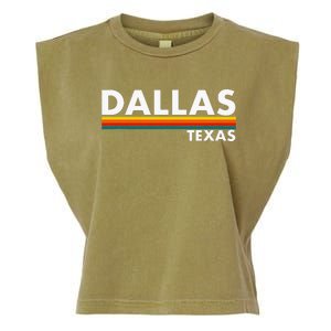 Dallas Texas Tx Retro Stripes Garment-Dyed Women's Muscle Tee