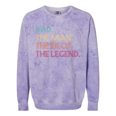 Dad The The Pilot The Legend Vintage Gift Colorblast Crewneck Sweatshirt