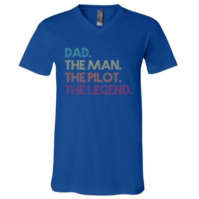 Dad The The Pilot The Legend Vintage Gift V-Neck T-Shirt