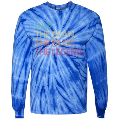 Dad The The Pilot The Legend Vintage Gift Tie-Dye Long Sleeve Shirt