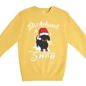 Daschund Through The Snow Dog Lovers Festive Gift Premium Crewneck Sweatshirt