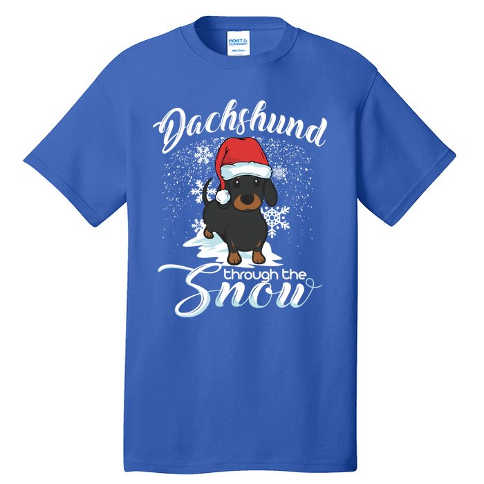 Daschund Through The Snow Dog Lovers Festive Gift Tall T-Shirt