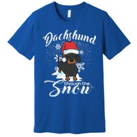 Daschund Through The Snow Dog Lovers Festive Gift Premium T-Shirt