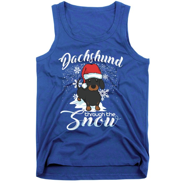 Daschund Through The Snow Dog Lovers Festive Gift Tank Top