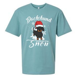 Daschund Through The Snow Dog Lovers Festive Gift Sueded Cloud Jersey T-Shirt