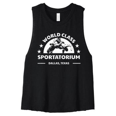 Dallas Tx Texas Wrestling World Class Sportatorium Women's Racerback Cropped Tank