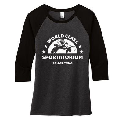 Dallas Tx Texas Wrestling World Class Sportatorium Women's Tri-Blend 3/4-Sleeve Raglan Shirt