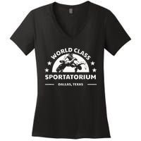 Dallas Tx Texas Wrestling World Class Sportatorium Women's V-Neck T-Shirt