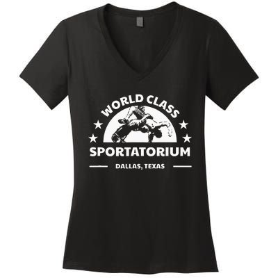 Dallas Tx Texas Wrestling World Class Sportatorium Women's V-Neck T-Shirt