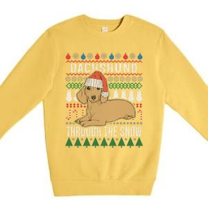 Dachshund Through The Snow Ugly Christmas Gift Premium Crewneck Sweatshirt