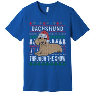 Dachshund Through The Snow Ugly Christmas Gift Premium T-Shirt