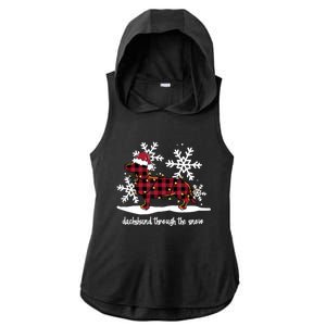 Dachshund Through The White Snow Retro Dachshund Lover Owner Great Gift Ladies PosiCharge Tri-Blend Wicking Draft Hoodie Tank