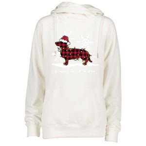 Dachshund Through The White Snow Retro Dachshund Lover Owner Great Gift Womens Funnel Neck Pullover Hood