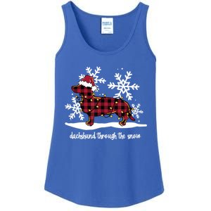 Dachshund Through The White Snow Retro Dachshund Lover Owner Great Gift Ladies Essential Tank