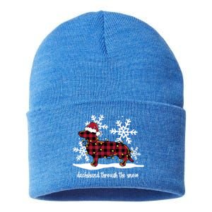 Dachshund Through The White Snow Retro Dachshund Lover Owner Great Gift Sustainable Knit Beanie