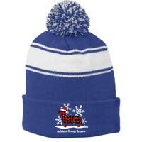 Dachshund Through The White Snow Retro Dachshund Lover Owner Great Gift Stripe Pom Pom Beanie