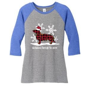 Dachshund Through The White Snow Retro Dachshund Lover Owner Great Gift Women's Tri-Blend 3/4-Sleeve Raglan Shirt