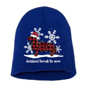 Dachshund Through The White Snow Retro Dachshund Lover Owner Great Gift Short Acrylic Beanie