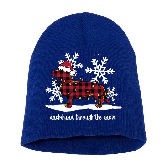 Dachshund Through The White Snow Retro Dachshund Lover Owner Great Gift Short Acrylic Beanie