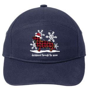 Dachshund Through The White Snow Retro Dachshund Lover Owner Great Gift 7-Panel Snapback Hat