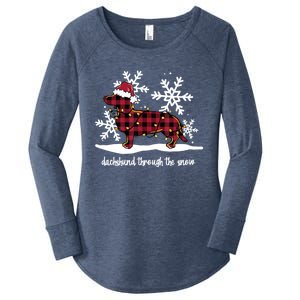 Dachshund Through The White Snow Retro Dachshund Lover Owner Great Gift Women's Perfect Tri Tunic Long Sleeve Shirt