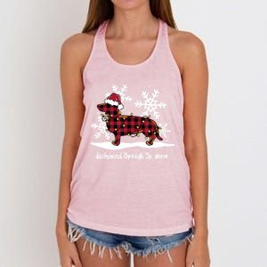 Dachshund Through The White Snow Retro Dachshund Lover Owner Great Gift Women's Knotted Racerback Tank