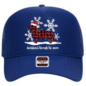 Dachshund Through The White Snow Retro Dachshund Lover Owner Great Gift High Crown Mesh Back Trucker Hat