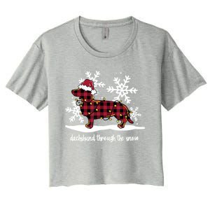 Dachshund Through The White Snow Retro Dachshund Lover Owner Great Gift Women's Crop Top Tee