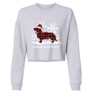 Dachshund Through The White Snow Retro Dachshund Lover Owner Great Gift Cropped Pullover Crew