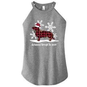 Dachshund Through The White Snow Retro Dachshund Lover Owner Great Gift Women's Perfect Tri Rocker Tank