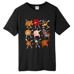 Dabbing Turkey T Rex Pilgrim Thanksgiving Funny Dab Tall Fusion ChromaSoft Performance T-Shirt