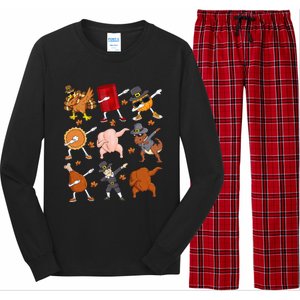 Dabbing Turkey T Rex Pilgrim Thanksgiving Funny Dab Long Sleeve Pajama Set